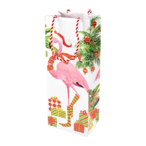 Christmas Flamingos Wine & Bottle Gift Bag - 4 Each