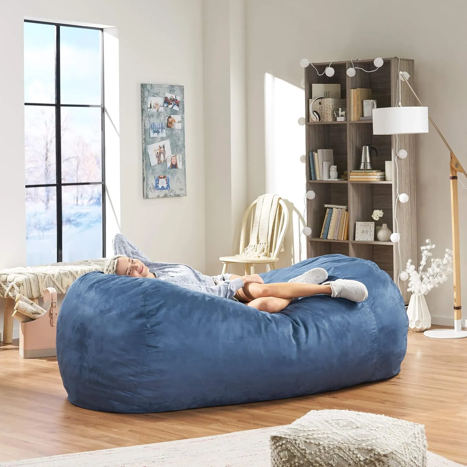Christopher Knight Home David Midnight Blue Faux Suede 8 Foot Lounger Bean Bag