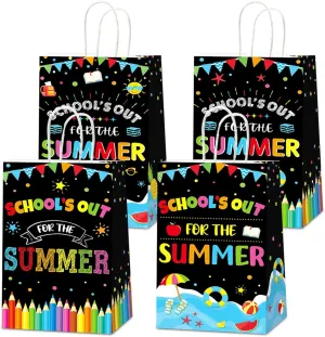 CHUNNIN 12pcs End of School Year Party Gift Bags Class Summer Party Favors School's Out Candy Treat Goodie Bags for Kids Summer Tropical Beach Pool Birthday Classroom Decoration Supplies