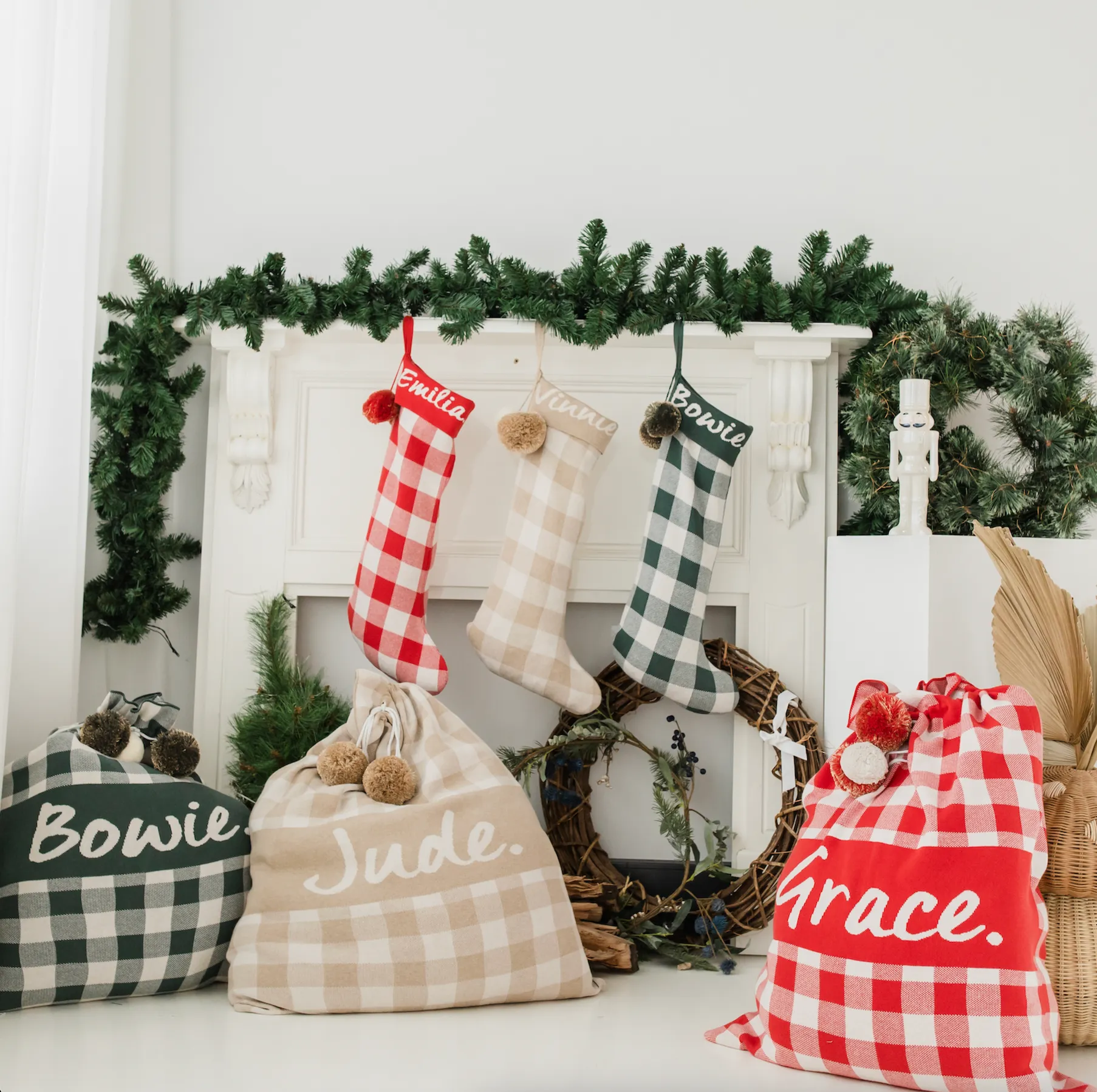 Classic Christmas Santa Sack - Dark Forest Gingham