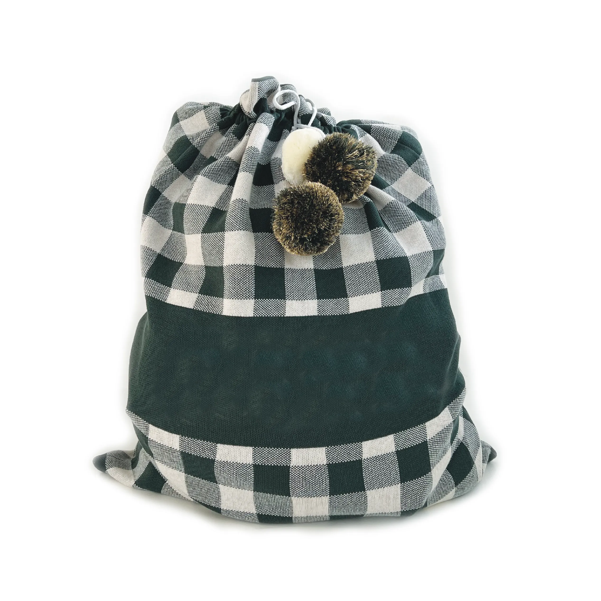 Classic Christmas Santa Sack - Dark Forest Gingham