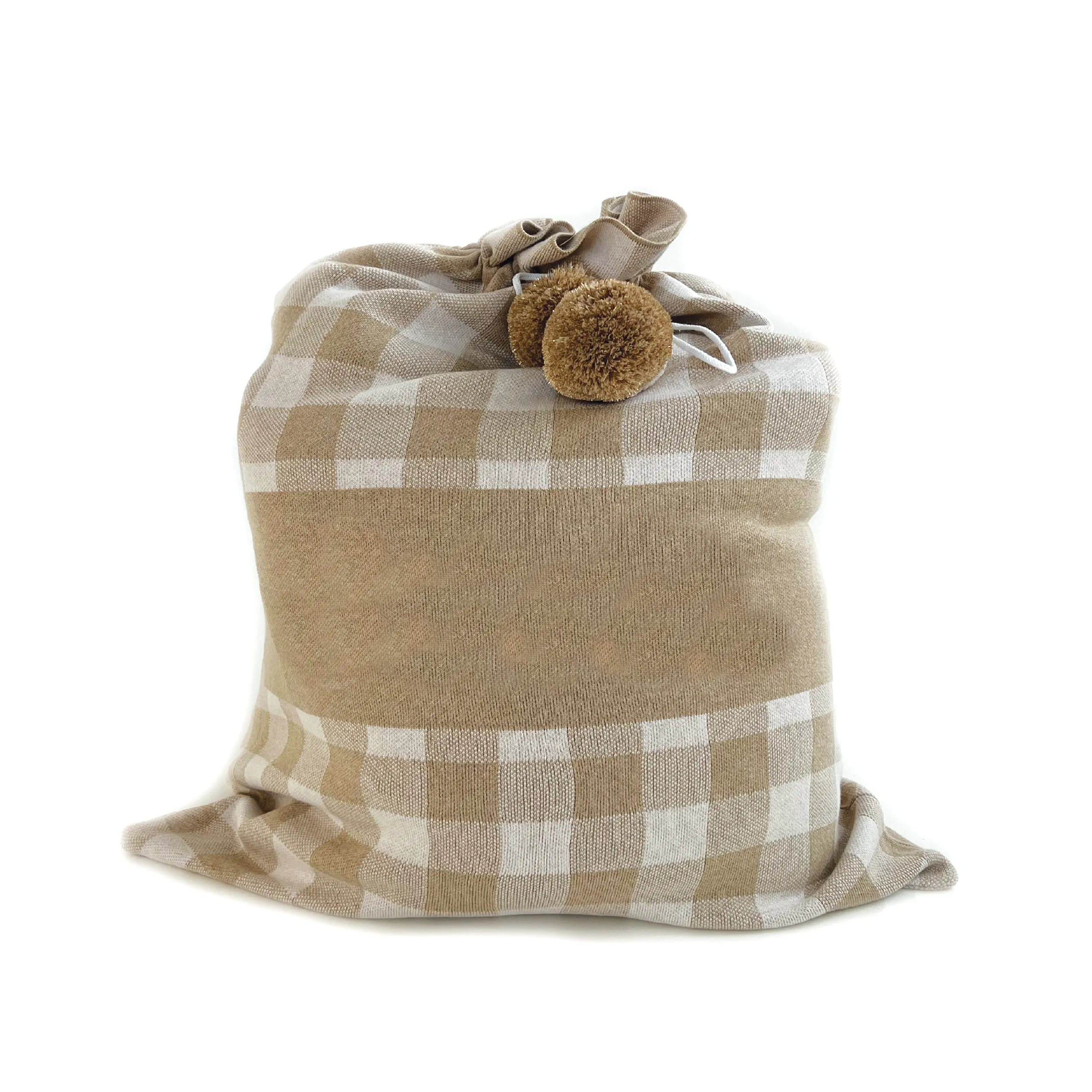 Classic Christmas Santa Sack - Light Camel Gingham