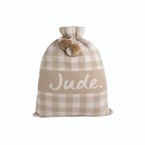 Classic Christmas Santa Sack - Light Camel Gingham