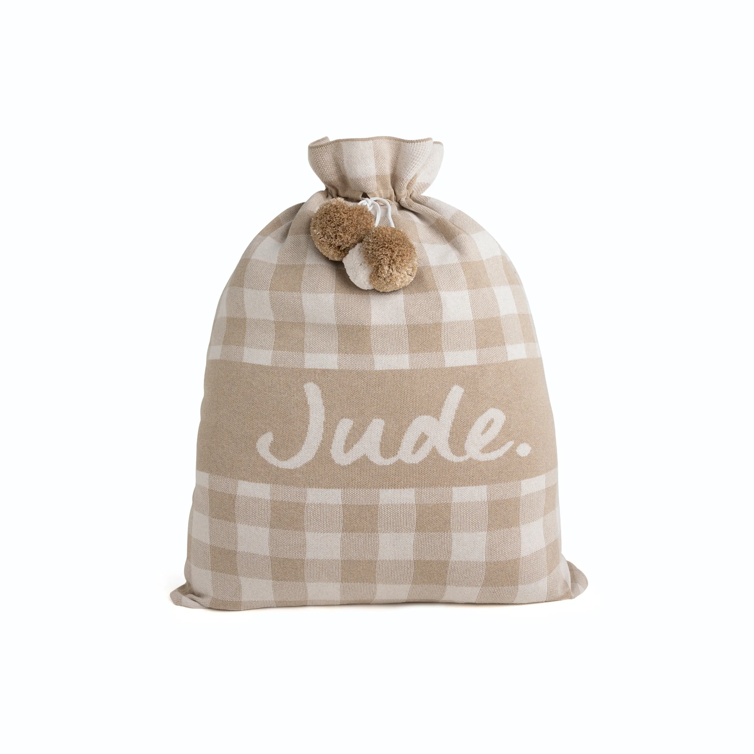 Classic Christmas Santa Sack - Light Camel Gingham