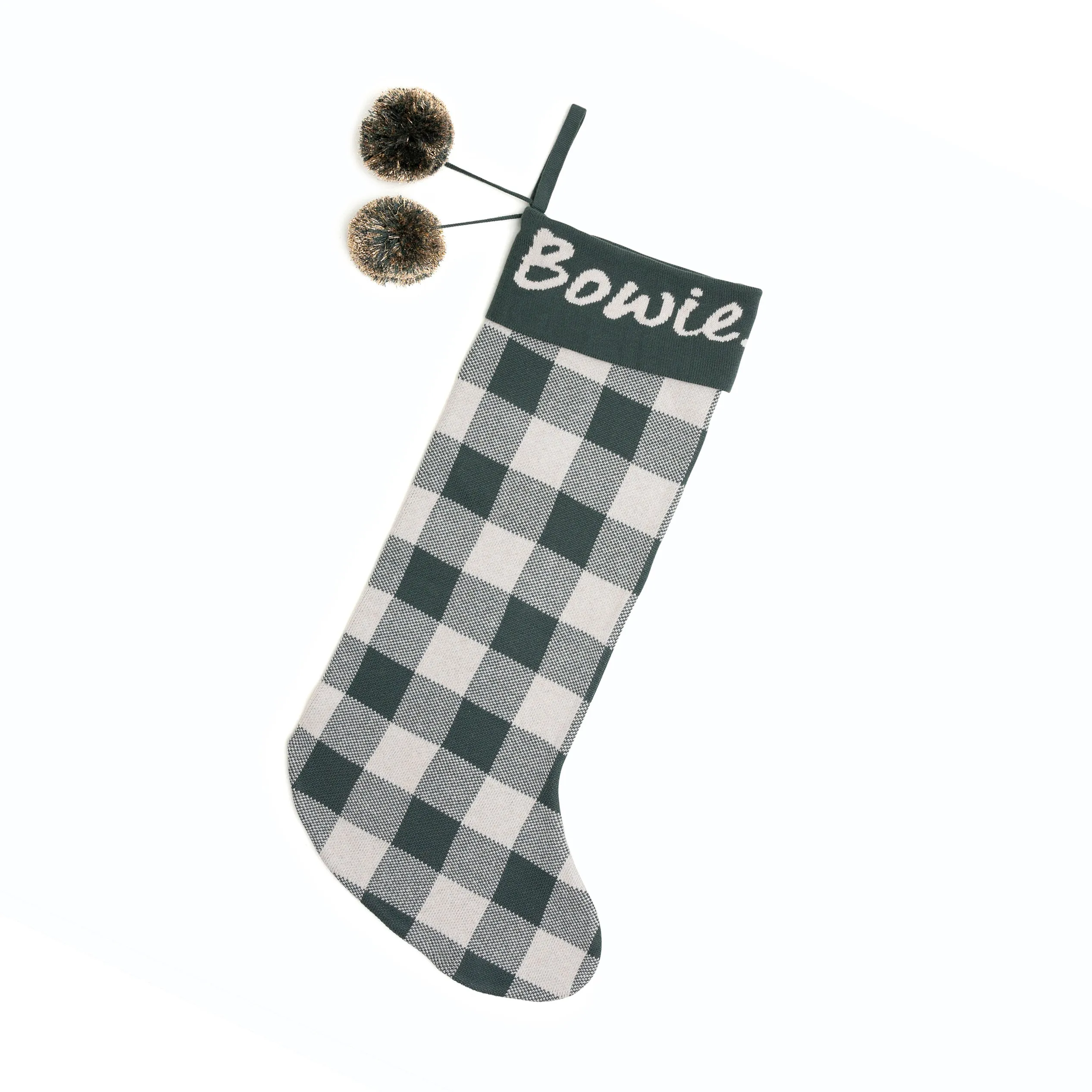 Classic Christmas Santa Stocking - Dark Forest Gingham