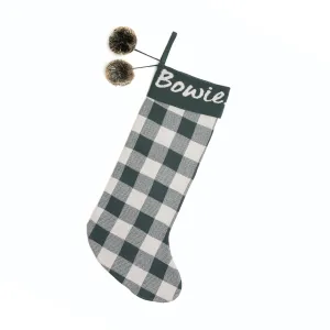 Classic Christmas Santa Stocking - Dark Forest Gingham