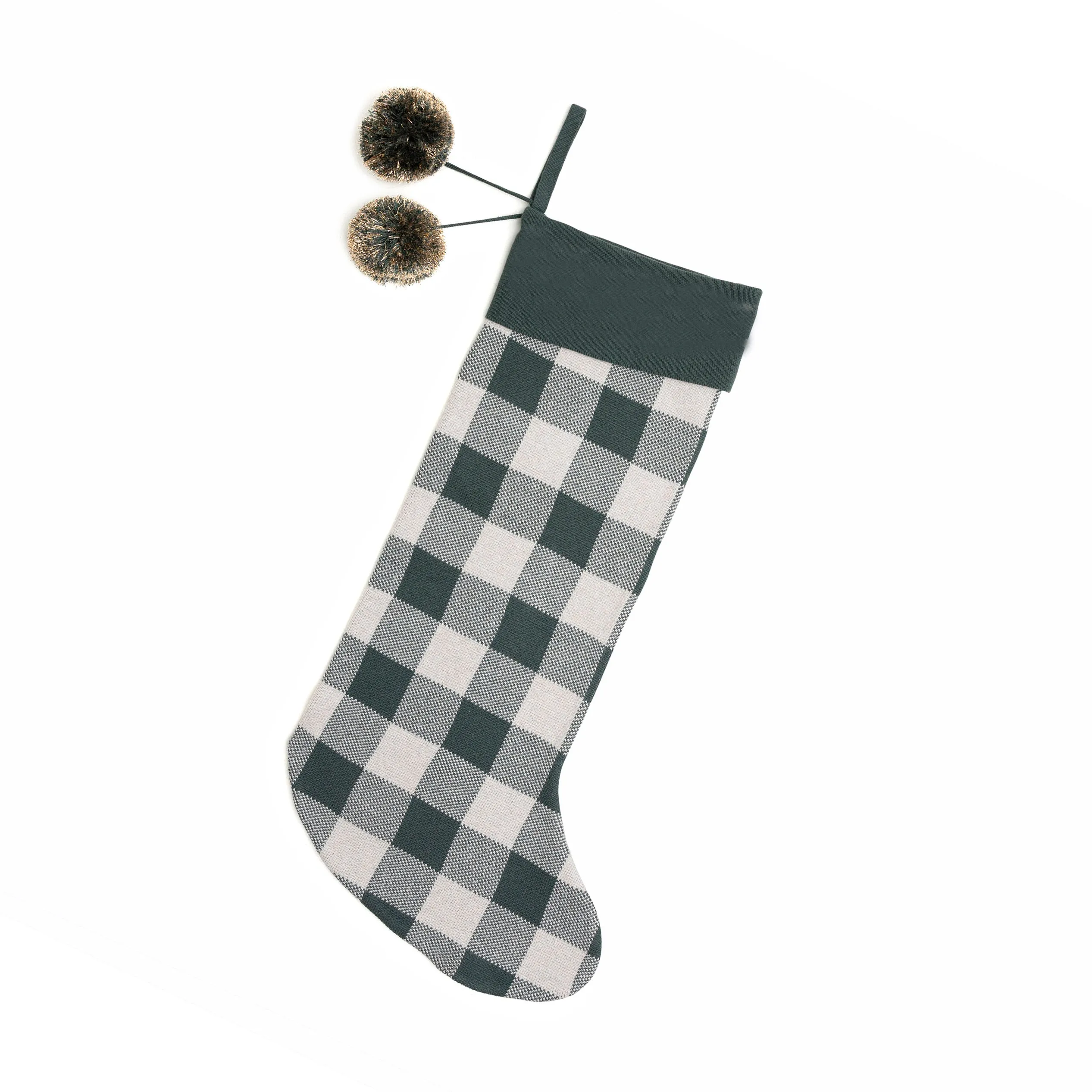 Classic Christmas Santa Stocking - Dark Forest Gingham