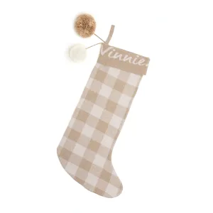 Classic Christmas Santa Stocking - Light Camel Gingham