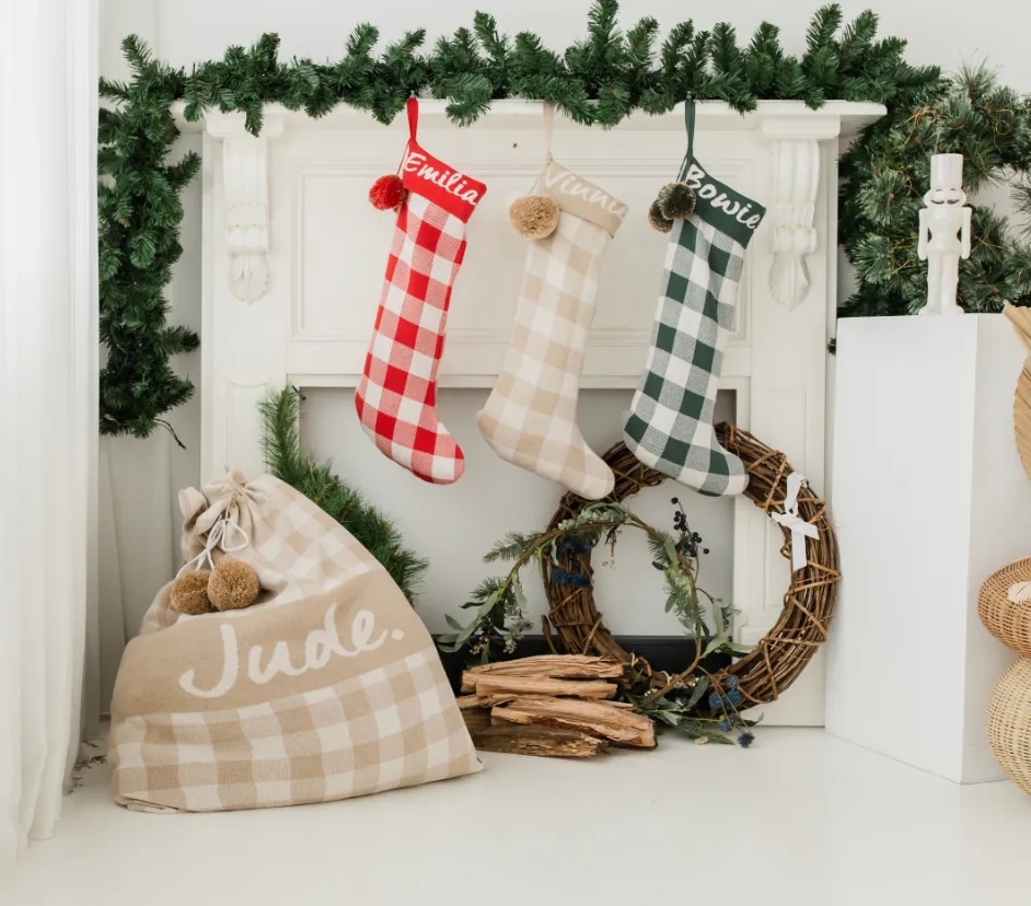 Classic Christmas Santa Stocking - Red Gingham