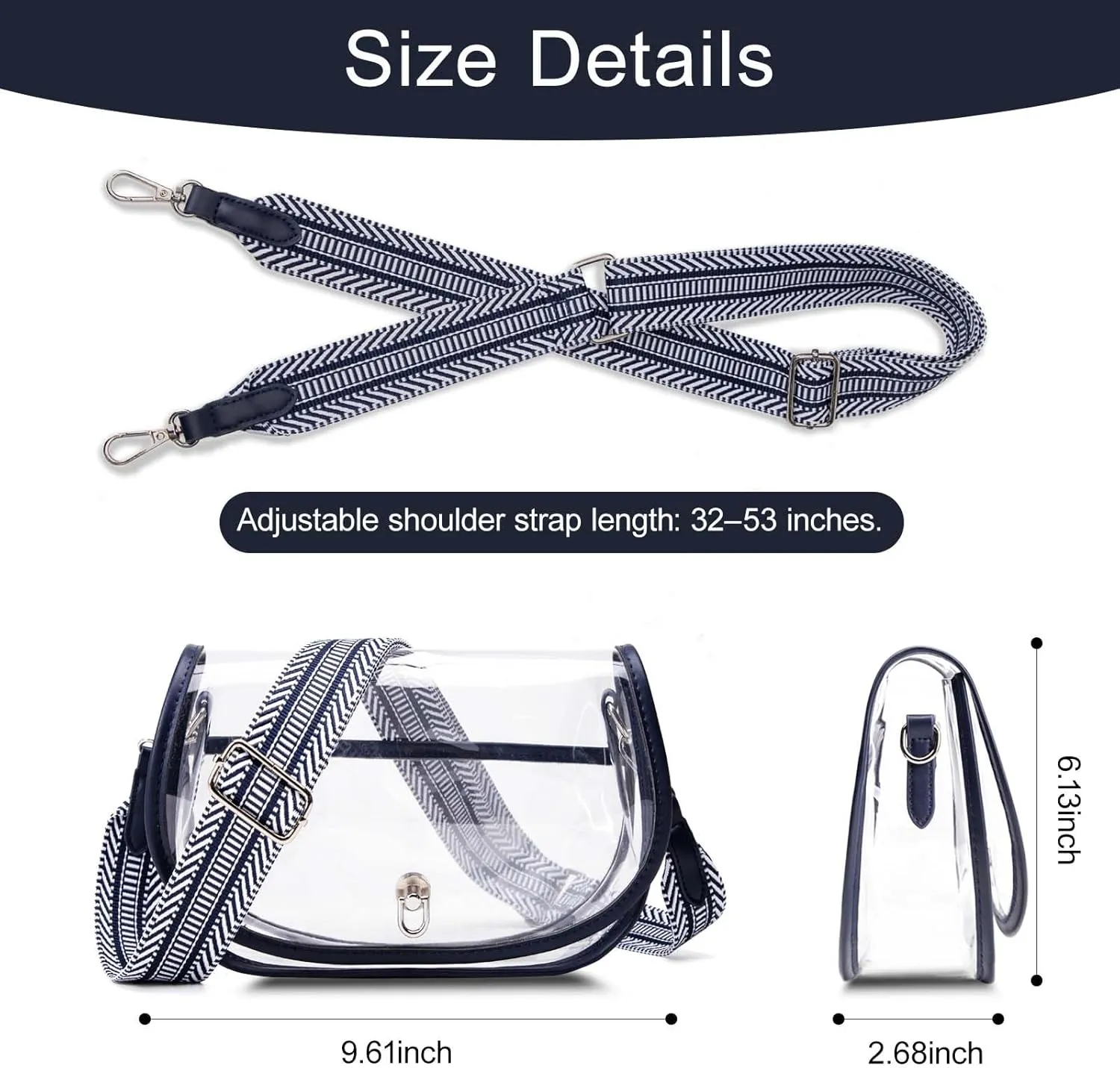 Clear Crossbody Bag Stadium Approved for Women，clear Bags for Stadium Events,clear Purse for Concerts