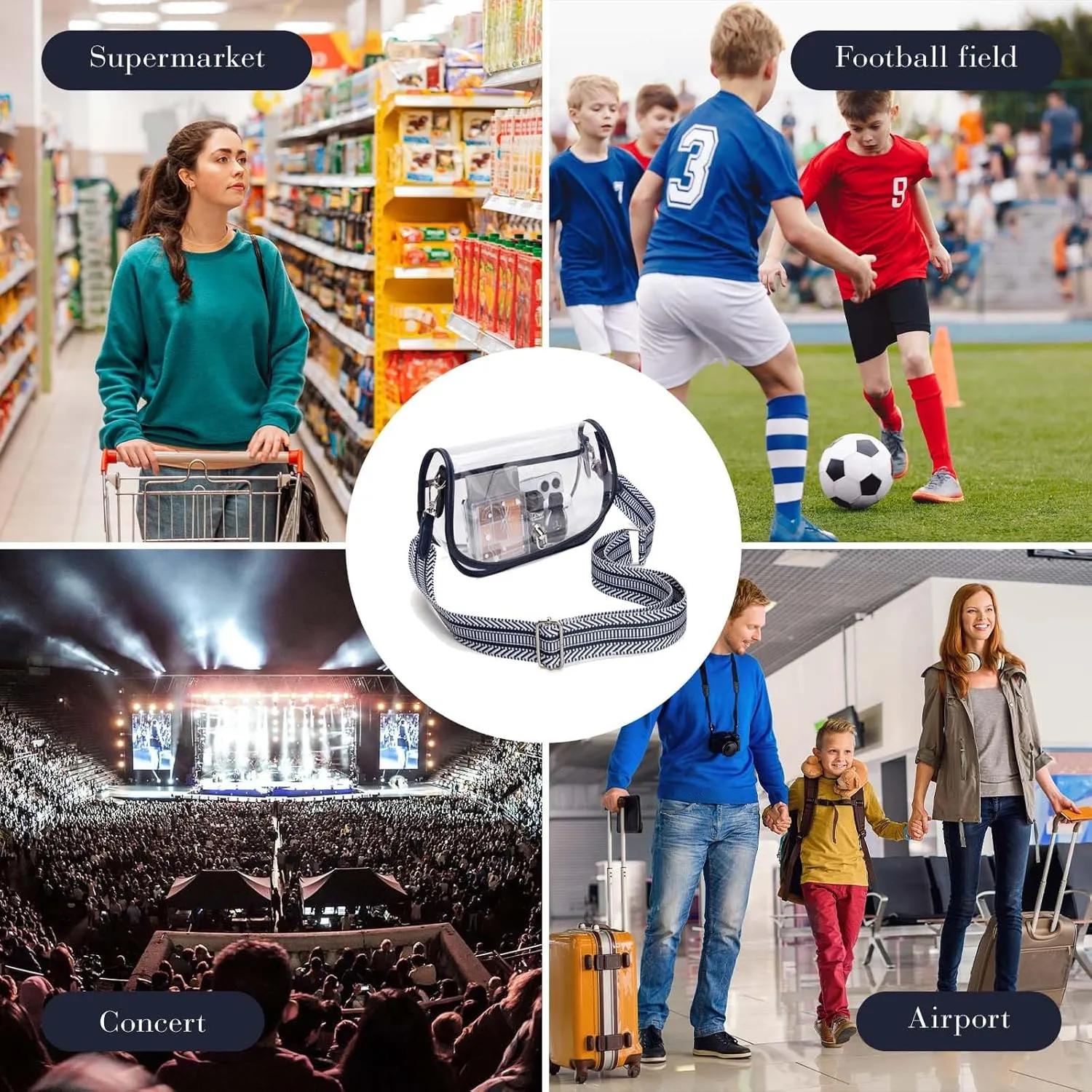 Clear Crossbody Bag Stadium Approved for Women，clear Bags for Stadium Events,clear Purse for Concerts