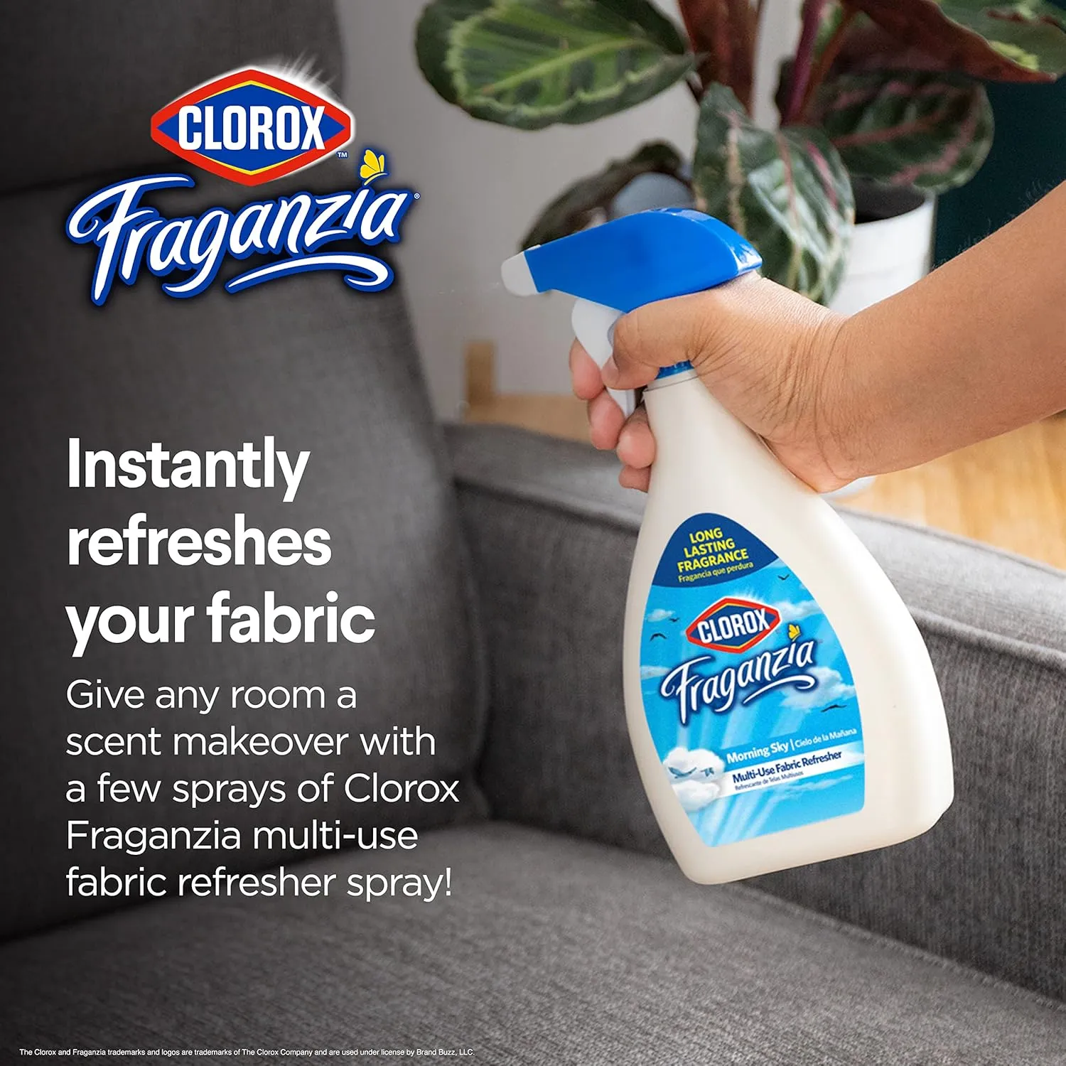 Clorox Fraganzia Refresher Spray 22oz Morning Sky | Multi-Use Fabric Refresher Spray in Morning Sky Scent | 22 Ounce Fabric Spray, Room Freshening Spray
