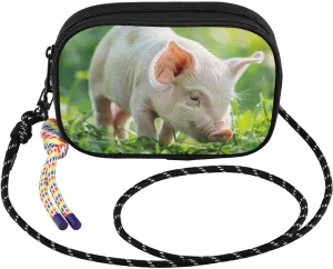 Closeup Pig Grass Cute Small Crossbody Bags for Women Cell Phone Purses Women's Shoulder Handbag Wallet Purse