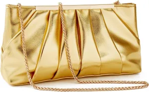 Clutch Purse Dressy Pleated Formal Evening Bag Simple Classy Handbag for Women