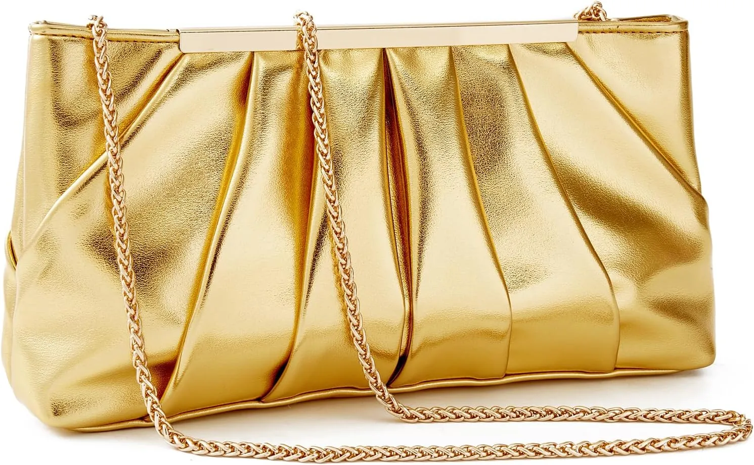 Clutch Purse Dressy Pleated Formal Evening Bag Simple Classy Handbag for Women