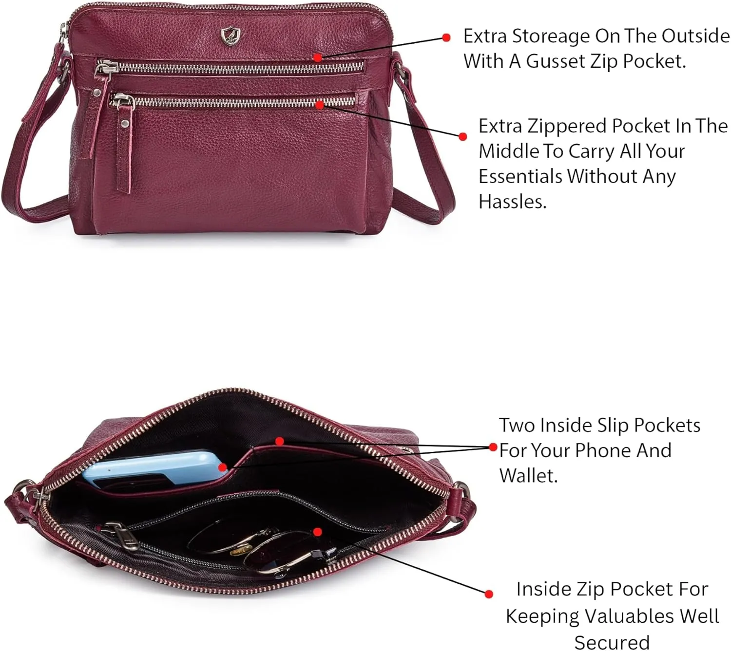 Cochoa Real Leather Soft Crossbody Bags for Women Small Purse Trendy Shoulder Sling Travel Crossover