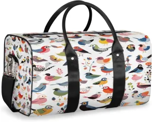Colorful Birds Travel Duffle Bag, Sports Gym Bags for Women Men, Carry On Weekender Overnight Bag, Cute Bird Workout Hospital Airplane Trips Bag