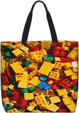 Colorful Brick Print zipper shoulder bag for women.Beach,travel and daily use,lightweight,stylish