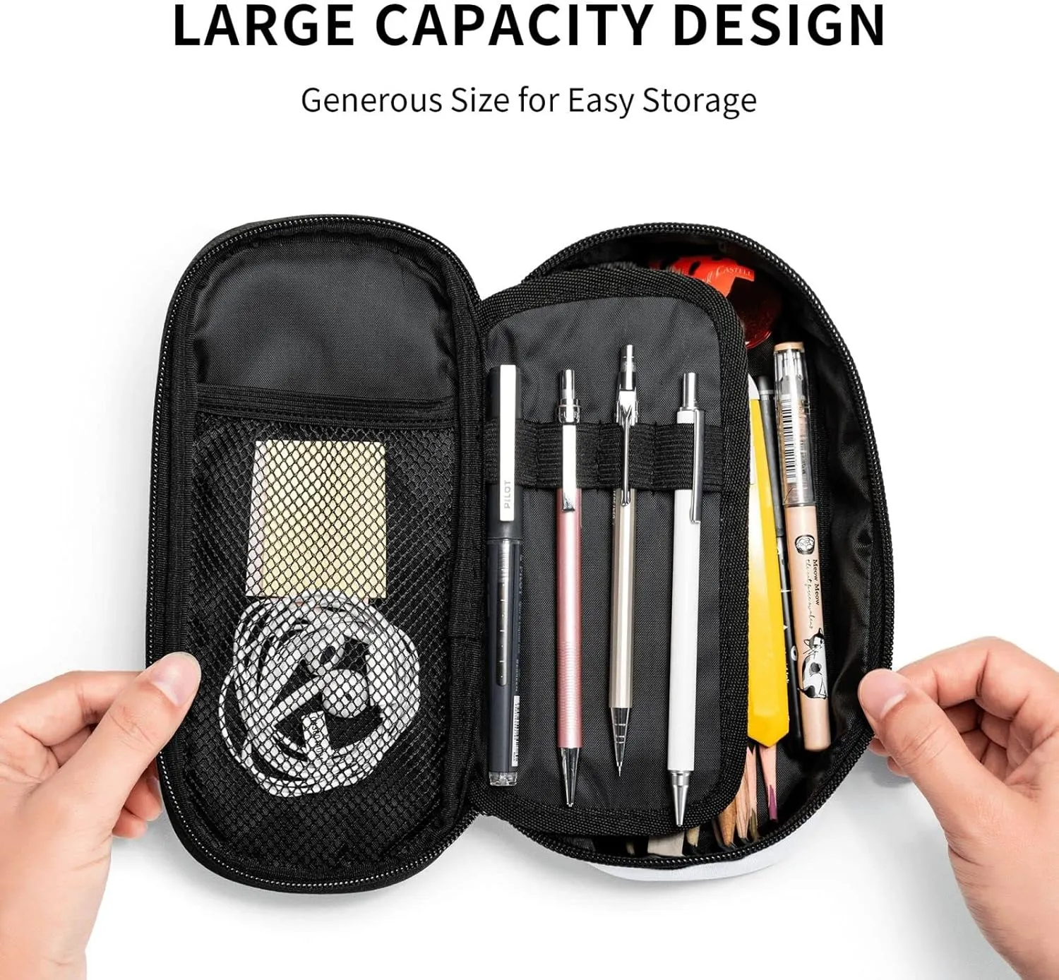 Colorful Bricks Large Pencil Case With Zipper Compartments Stationery Pencil Bag For Kids Teens Students School Supplies