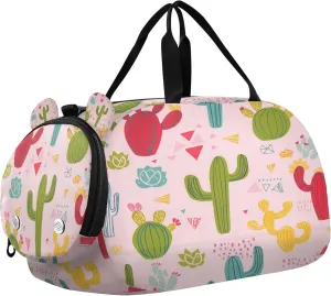 Colorful Cacti Kids Overnight Sports Duffel Bags with Shoe Compartment & Wet Pocket Travel Sport Gym Bag for Girls Boys