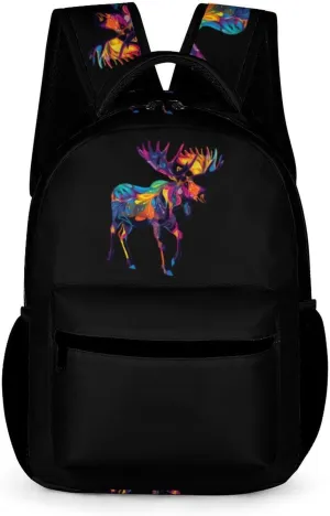 Colorful Canadian Moose Abstract Paint Wildlife Laptop Backpack for Men Women Casual Computer Bag Work Bags for Travel Business
