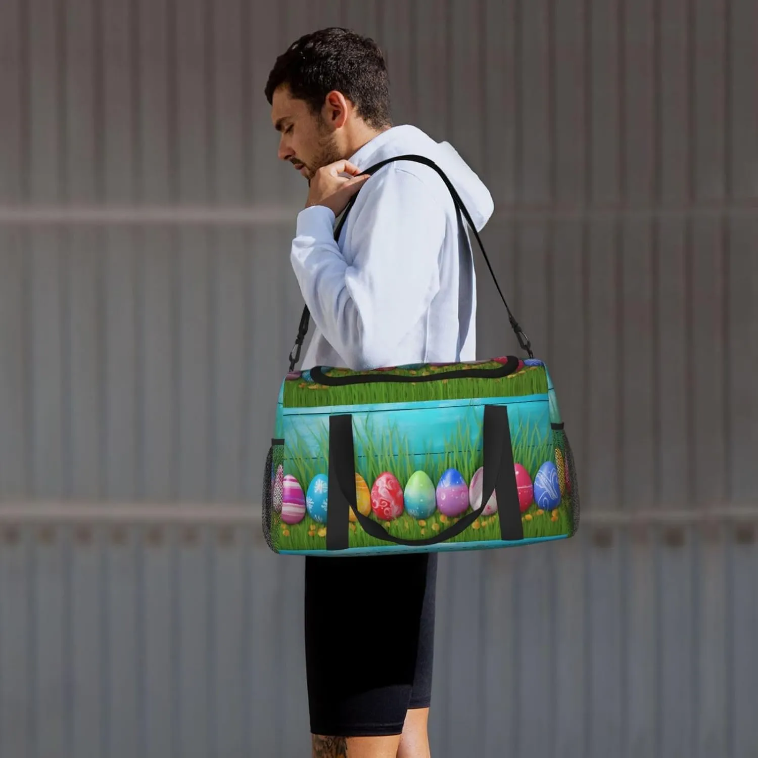 Colorful Easter Egg Travel Weekender Overnight Bags Foldable Hand Travel Bag Sport Gym Duffel Bag For Men Women