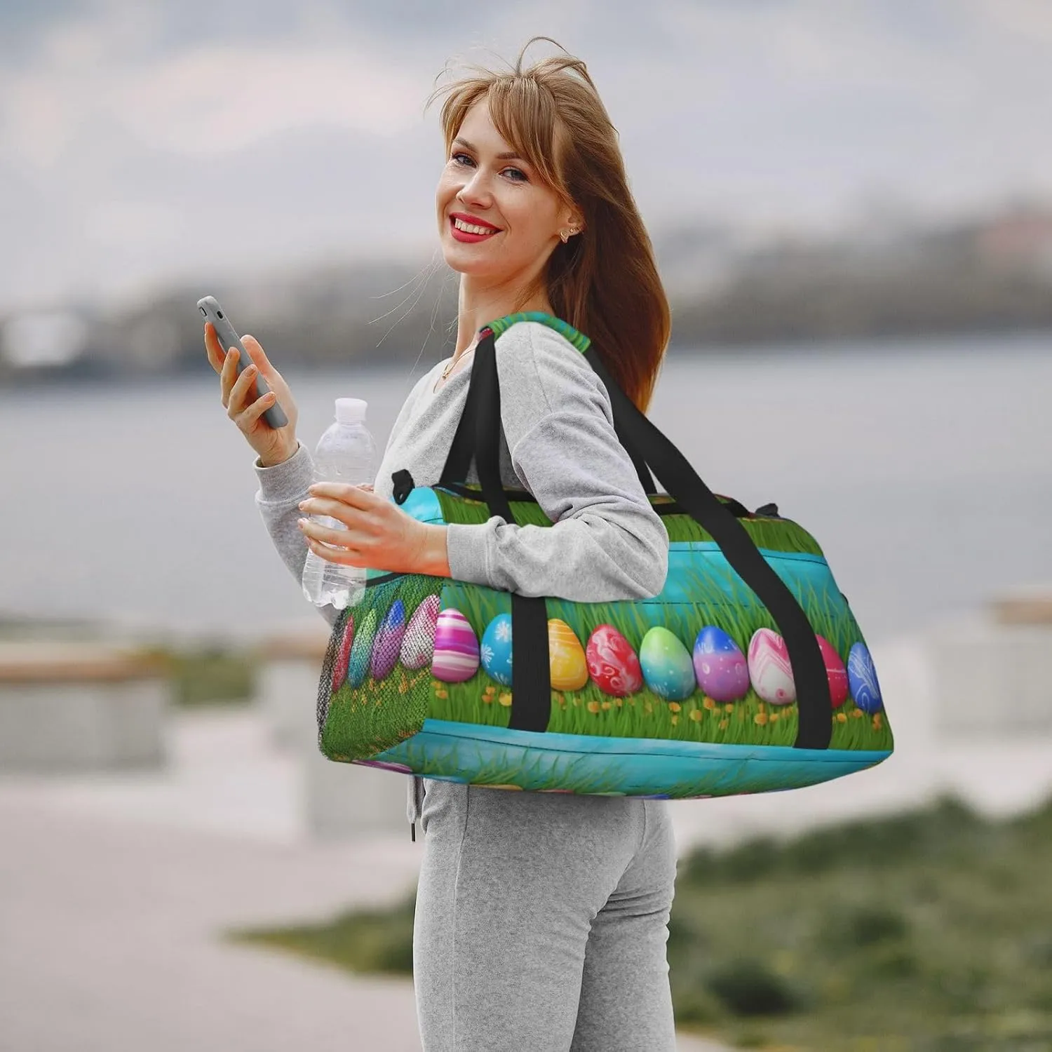 Colorful Easter Egg Travel Weekender Overnight Bags Foldable Hand Travel Bag Sport Gym Duffel Bag For Men Women