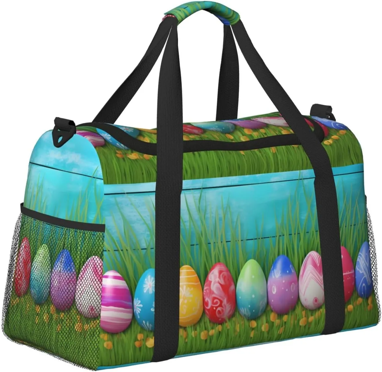 Colorful Easter Egg Travel Weekender Overnight Bags Foldable Hand Travel Bag Sport Gym Duffel Bag For Men Women