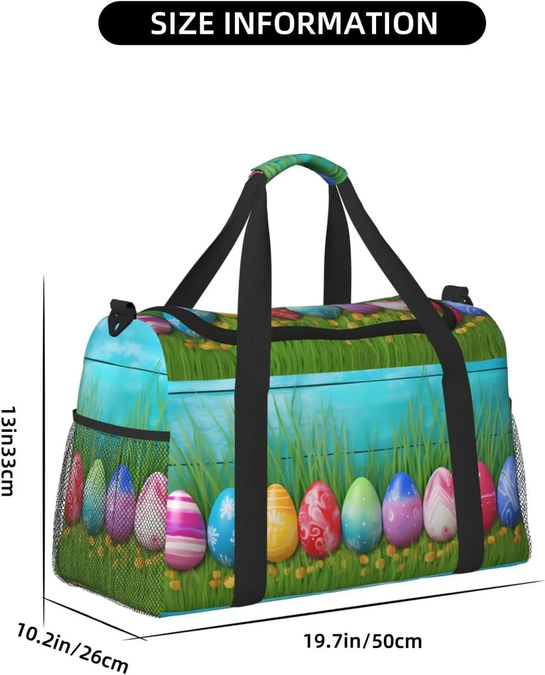 Colorful Easter Egg Travel Weekender Overnight Bags Foldable Hand Travel Bag Sport Gym Duffel Bag For Men Women