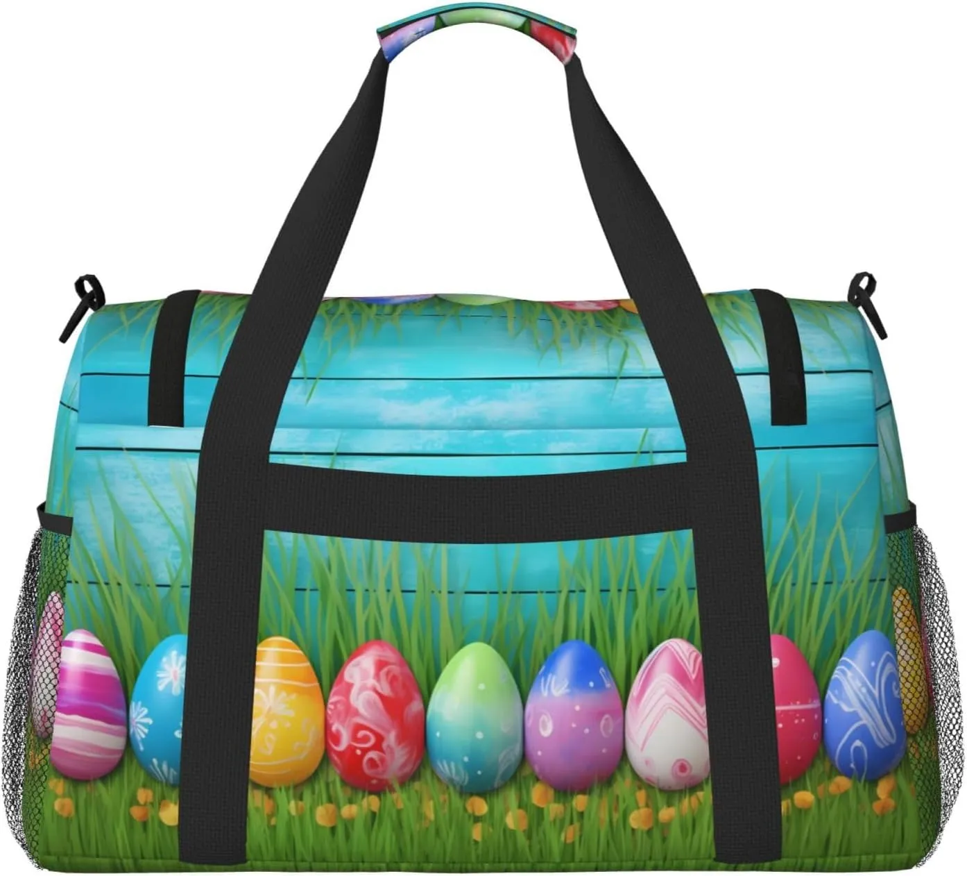 Colorful Easter Egg Travel Weekender Overnight Bags Foldable Hand Travel Bag Sport Gym Duffel Bag For Men Women