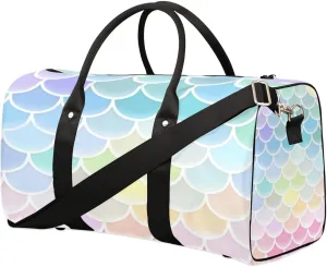 Colorful Fish Scales Travel Duffel bag for Men Women Weekender Overnight Bag Gym Bag Carry On Luggage Bags for Yoga Workout Sports