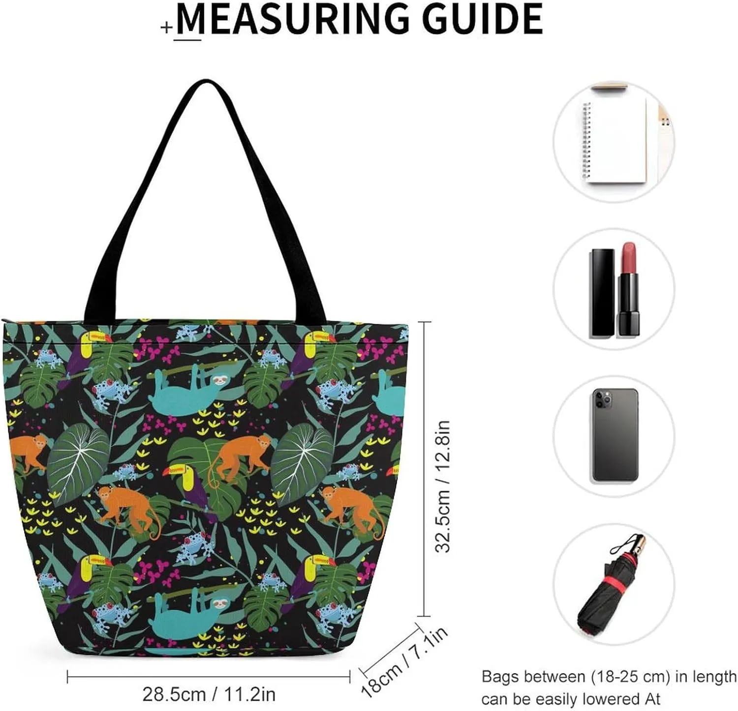 Colorful Frogs Print Tote Bags Handbags for Women Fashion Shoulder Bags Shoulder Handbag.