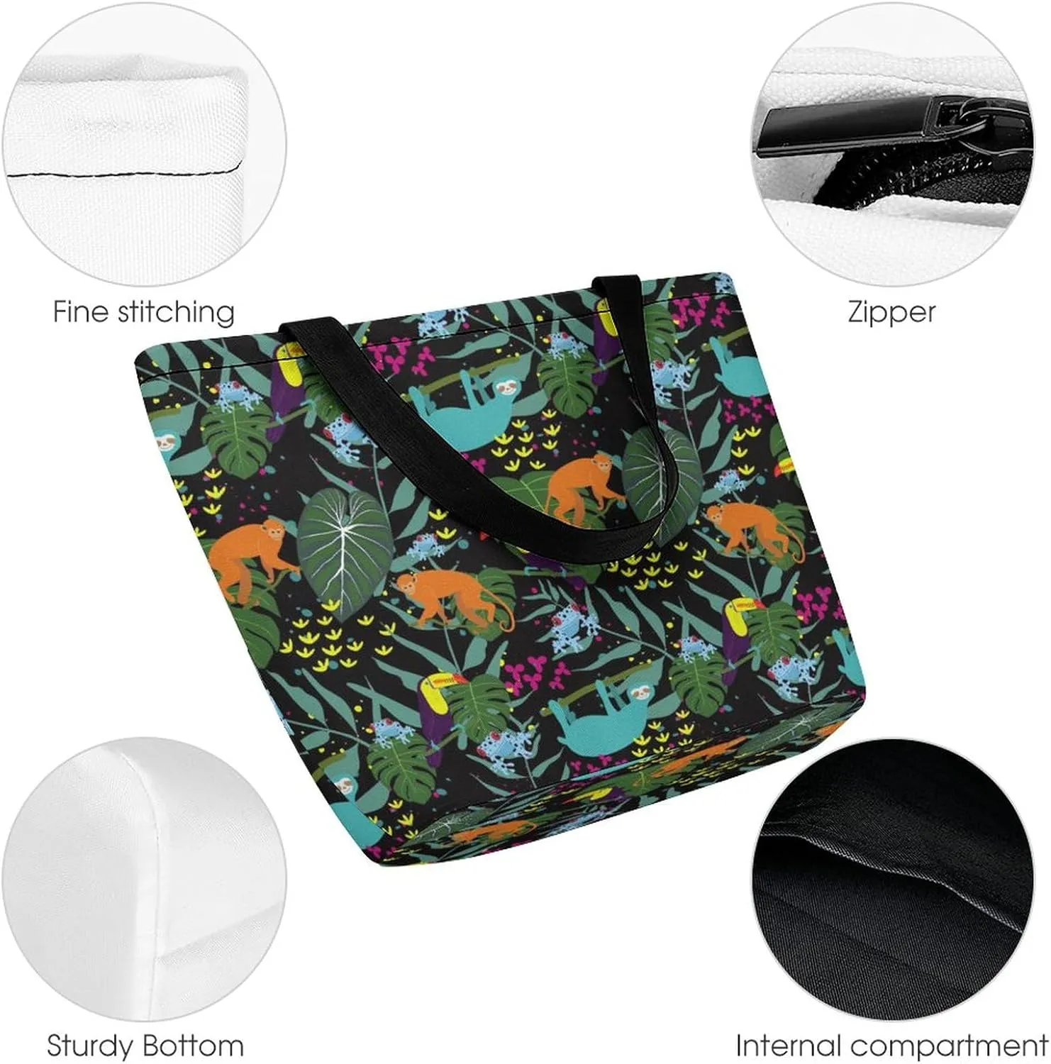 Colorful Frogs Print Tote Bags Handbags for Women Fashion Shoulder Bags Shoulder Handbag.