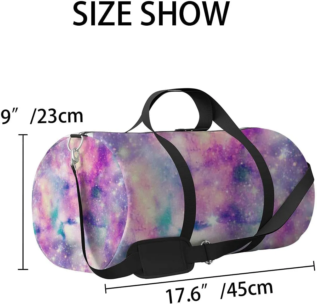 Colorful Galaxy Sports Duffel Bag Travel Gym Tote Bags Lightweight Durable Shoulder Strap Waterproof Polyester Outside Mesh Pocket Overnight Trip Duffel Bag for Women Men