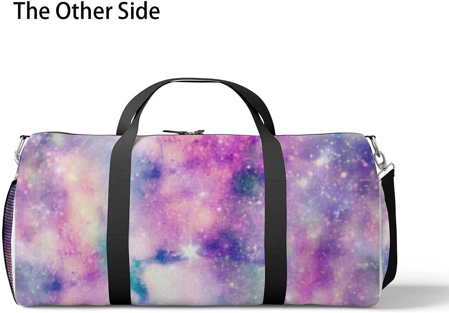 Colorful Galaxy Sports Duffel Bag Travel Gym Tote Bags Lightweight Durable Shoulder Strap Waterproof Polyester Outside Mesh Pocket Overnight Trip Duffel Bag for Women Men