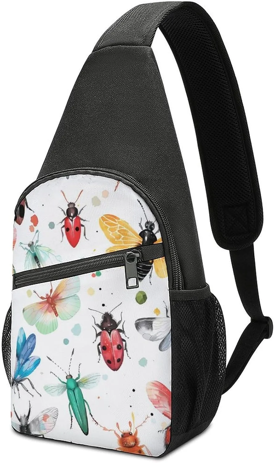 Colorful Insects Crossbody Bags for Women Men Sling Bag Casual Chest Bag Daypack for Travel Sport Hiking