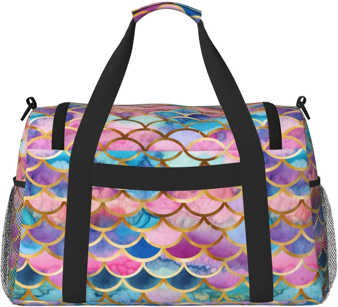 Colorful Mermaid Scale Travel Weekender Overnight Bags Foldable Hand Travel Bag Sport Gym Duffel Bag For Men Women