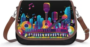 Colorful Musical Instruments Printed Women's Crossbody Bags Novelty Purse Handbag Shoulder Bag For Women