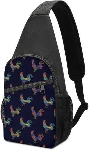 Colorful Ornament with Roosters Crossbody Bags Chest Bag Sling Backpack Adjustable Shoulder Bag for Cycling Camping Hiking Sports Travel pattern56