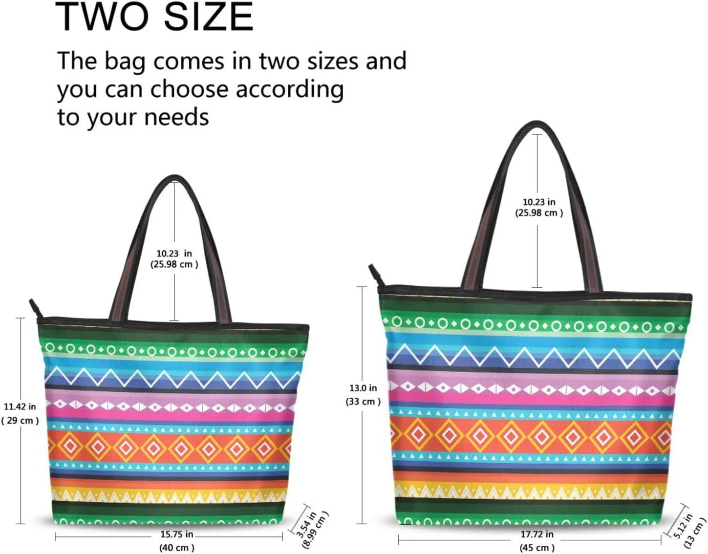 Colorful Peruvian Pattern Fashion Shoulder Bags Tote Bags Handbags For Women, L