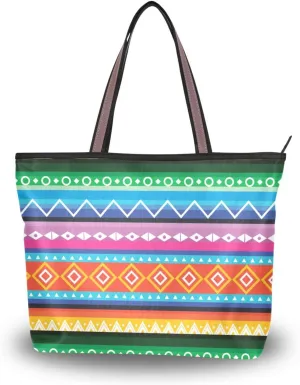 Colorful Peruvian Pattern Fashion Shoulder Bags Tote Bags Handbags For Women, L