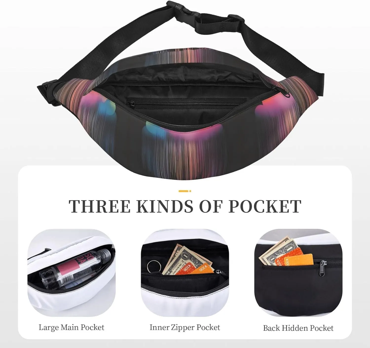 Colorful rainbow rain Fashion Crossbody Appearance High capacity outdoor with Adjustable Comfortable Work Leisure Versatile