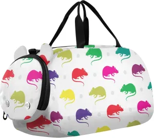 Colorful Rats Mouses Sports Duffle Bag for Girls Boys, Gym Bag with Shoe Compartment, Kids Travel Overnight Weekender Shoulder Bag