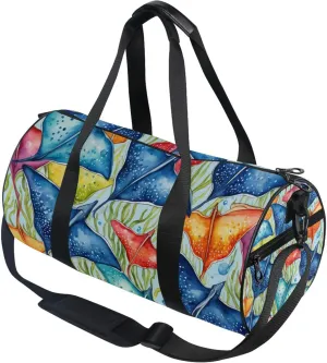Colorful Stingray Fishes Gym Duffle Bag Women Men Sports Fitness Bag for Travel Workout Gymnastics Dance Ballet