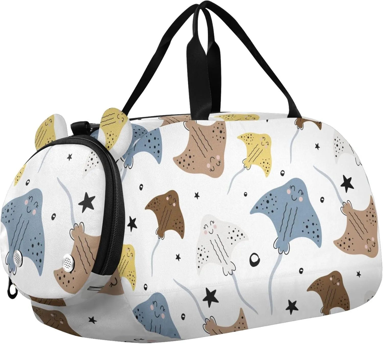 Colorful Stingrays Fish Sports Duffle Bag for Girls Boys, Gym Bag with Shoe Compartment, Kids Travel Overnight Weekender Shoulder Bag