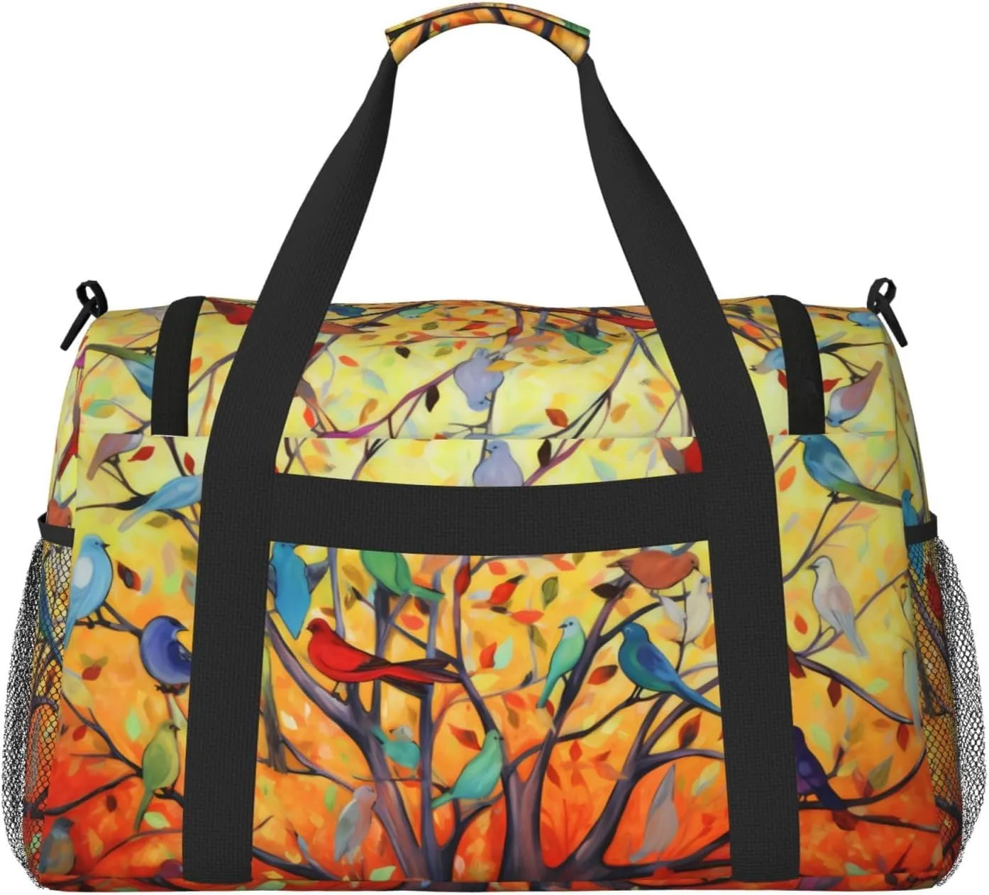 Colorful Tree Birds Travel Weekender Overnight Bags Foldable Hand Travel Bag Sport Gym Duffel Bag For Men Women