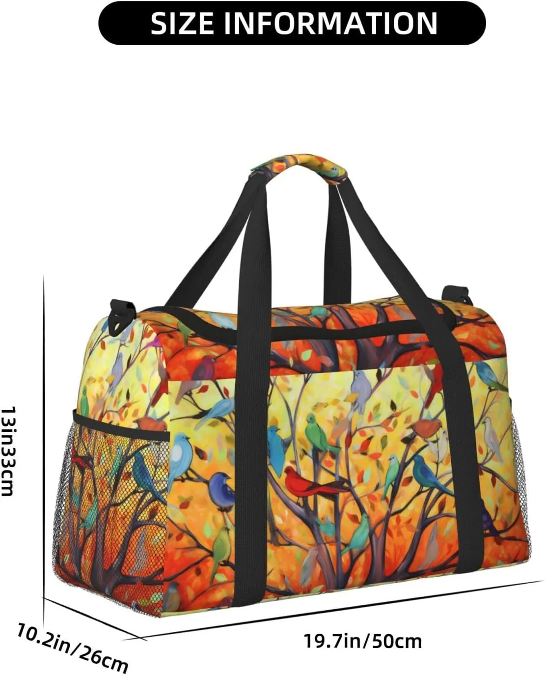 Colorful Tree Birds Travel Weekender Overnight Bags Foldable Hand Travel Bag Sport Gym Duffel Bag For Men Women