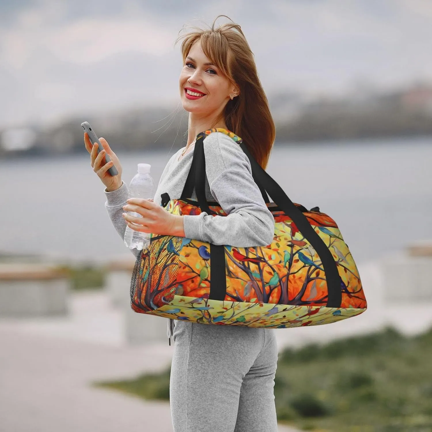 Colorful Tree Birds Travel Weekender Overnight Bags Foldable Hand Travel Bag Sport Gym Duffel Bag For Men Women