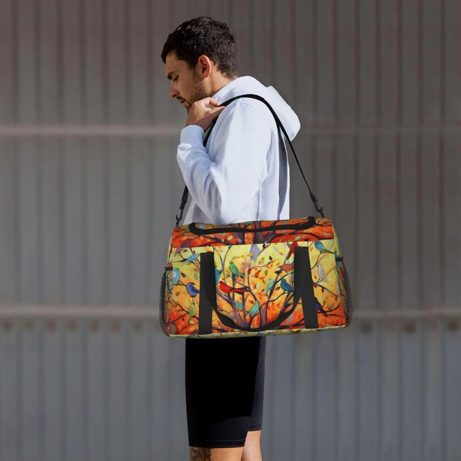 Colorful Tree Birds Travel Weekender Overnight Bags Foldable Hand Travel Bag Sport Gym Duffel Bag For Men Women