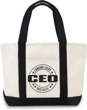 Conquer Every Obstacle Canvas Tote Bag With Zipper Lightweight Reusable Grocery Shopping Cloth Bags